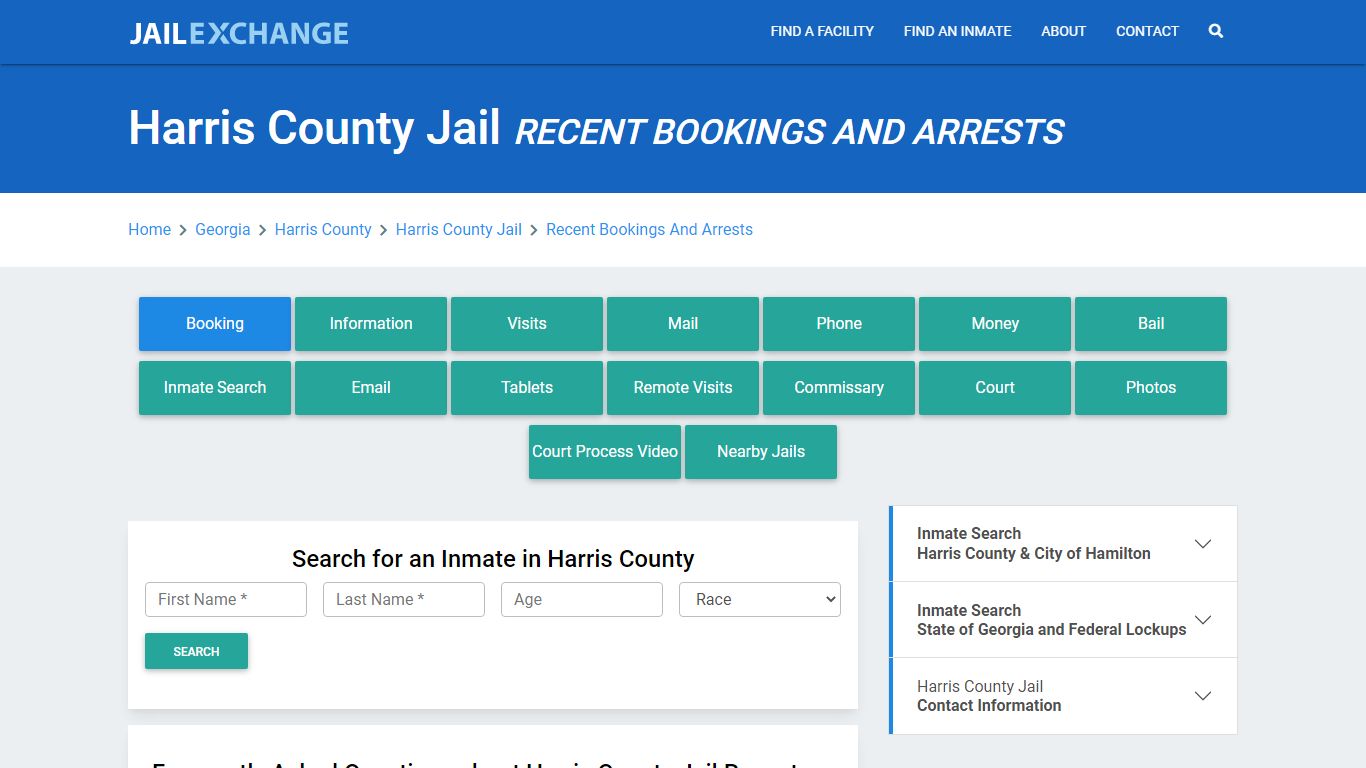 Harris County Jail GA Recent Arrests and Bookings - Jail Exchange